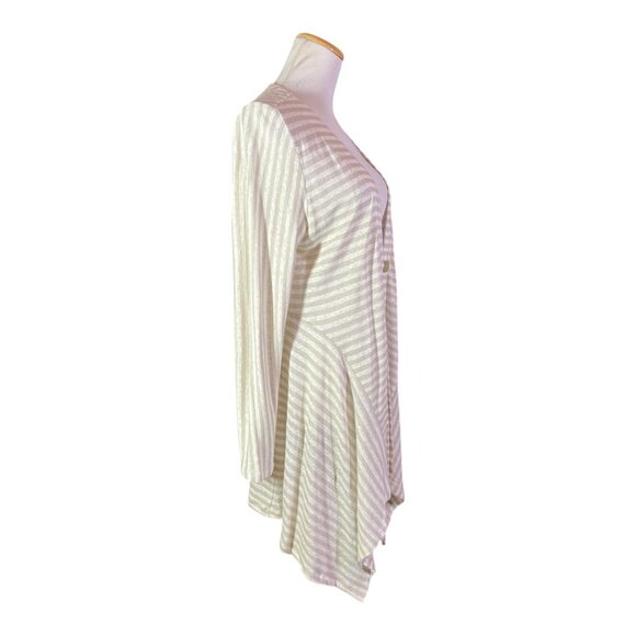 Soft Surroundings Size M Cascadia Cardi Sweater Beige White Striped *Flaw - Picture 5 of 11